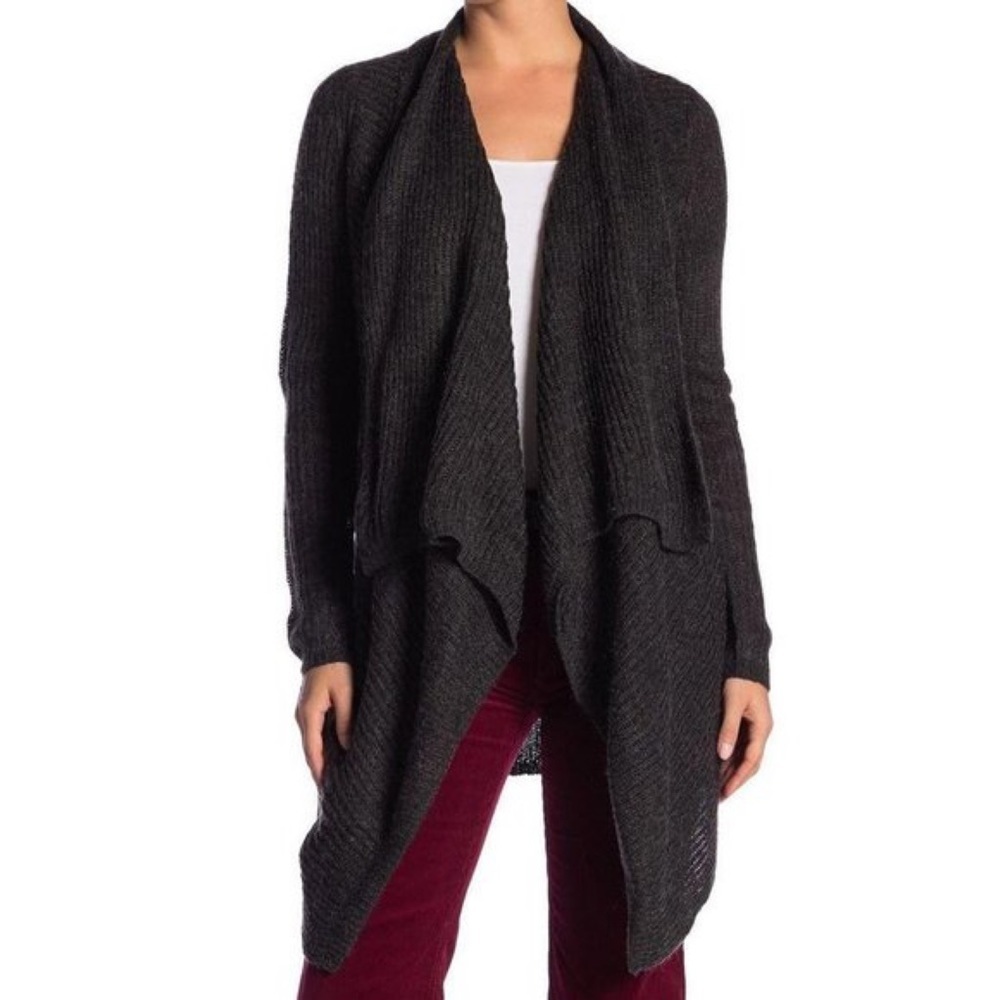 Joe Fresh x Nordstrom • Charcoal Grey Cascade Waterfall Open Cardigan Sweater